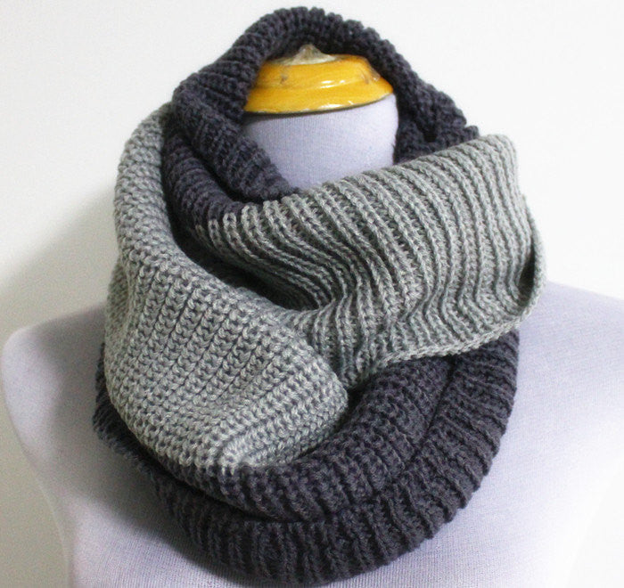 Light Grey Knitted Infinity Scarf - Bean Concept - Etsy