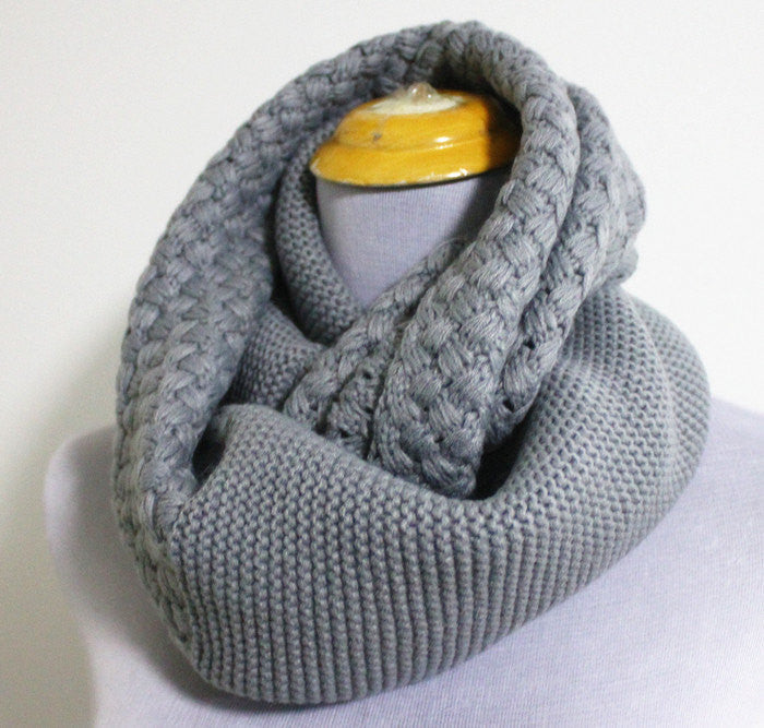 Gray Knitted Infinity Scarf - Bean Concept - Etsy