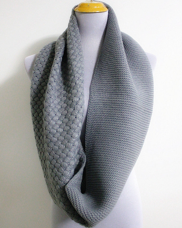 Gray Knitted Infinity Scarf - Bean Concept - Etsy
