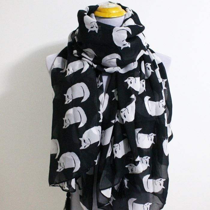 Large Cat Scarf with Tassels - Bean Concept - Etsy