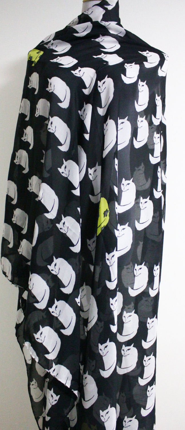 Ultra Large Cat Chiffon Infinity Scarf - Bean Concept - Etsy