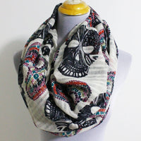 Light Cream Skull Infinity Scarf - Bean Concept - Etsy
