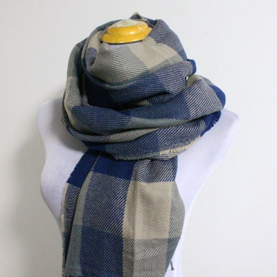 Chunky Unisex Plaid Blanket Scarf with Fringes - Bean Concept - Etsy