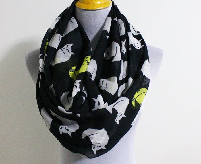 Ultra Large Cat Chiffon Infinity Scarf - Bean Concept - Etsy