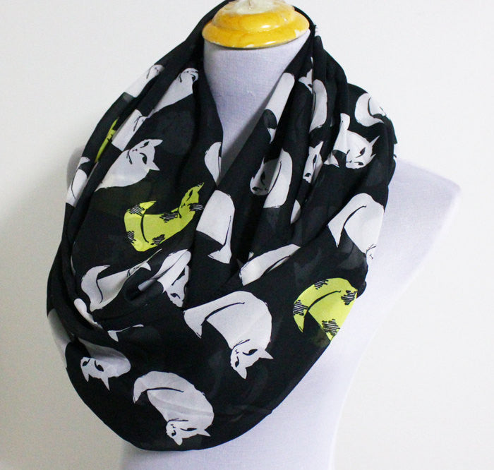 Ultra Large Cat Chiffon Infinity Scarf - Bean Concept - Etsy