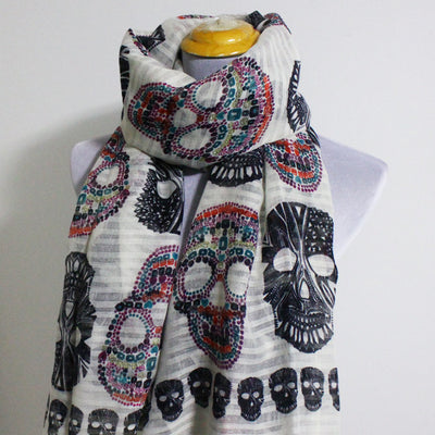 Light Cream Skull Scarf - Bean Concept - Etsy