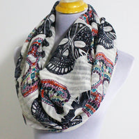 Light Cream Skull Infinity Scarf - Bean Concept - Etsy