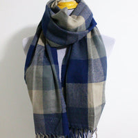 Chunky Unisex Plaid Blanket Scarf with Fringes - Bean Concept - Etsy