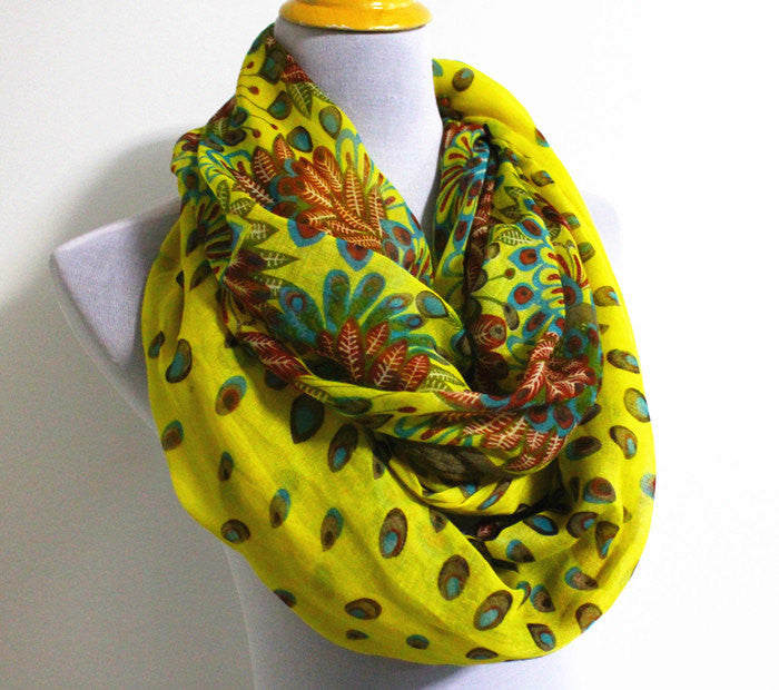 Yellow Floral Scarf - Bean Concept - Etsy