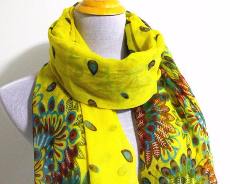 Yellow Floral Scarf - Bean Concept - Etsy