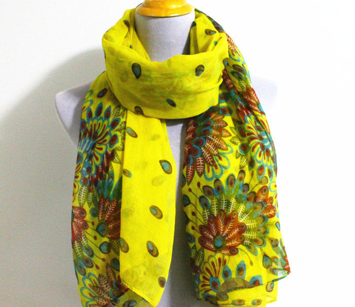 Yellow Floral Scarf - Bean Concept - Etsy