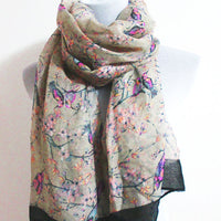 Gray Birds on Branch Infinity Scarf - Bean Concept - Etsy