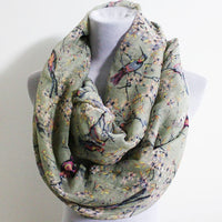 Gray Birds on Branch Infinity Scarf - Bean Concept - Etsy