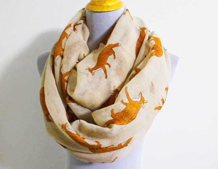 Khaki Fox Infinity Scarf - Bean Concept - Etsy