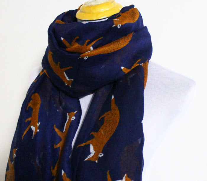 Navy Blue Fox Scarf - Bean Concept - Etsy