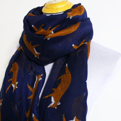 Navy Blue Fox Scarf - Bean Concept - Etsy
