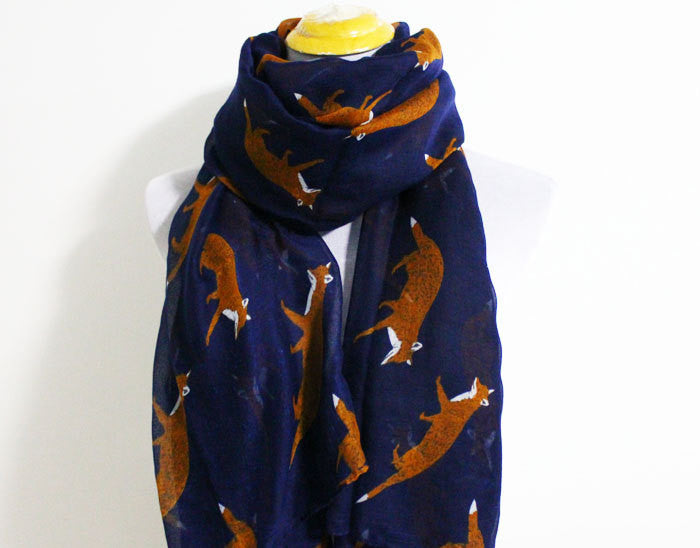 Navy Blue Fox Scarf - Bean Concept - Etsy