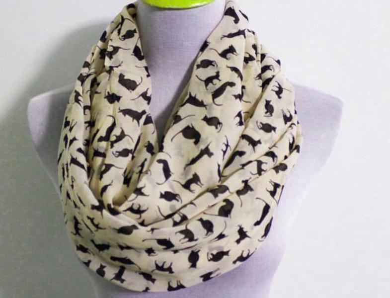 Beige Chiffon Cat Infinity Scarf - Bean Concept - Etsy