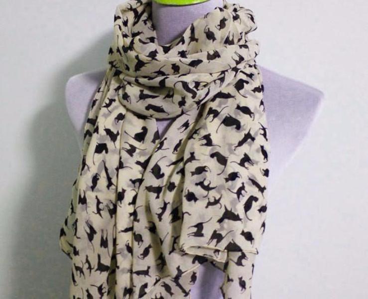Beige Chiffon Cat Infinity Scarf - Bean Concept - Etsy