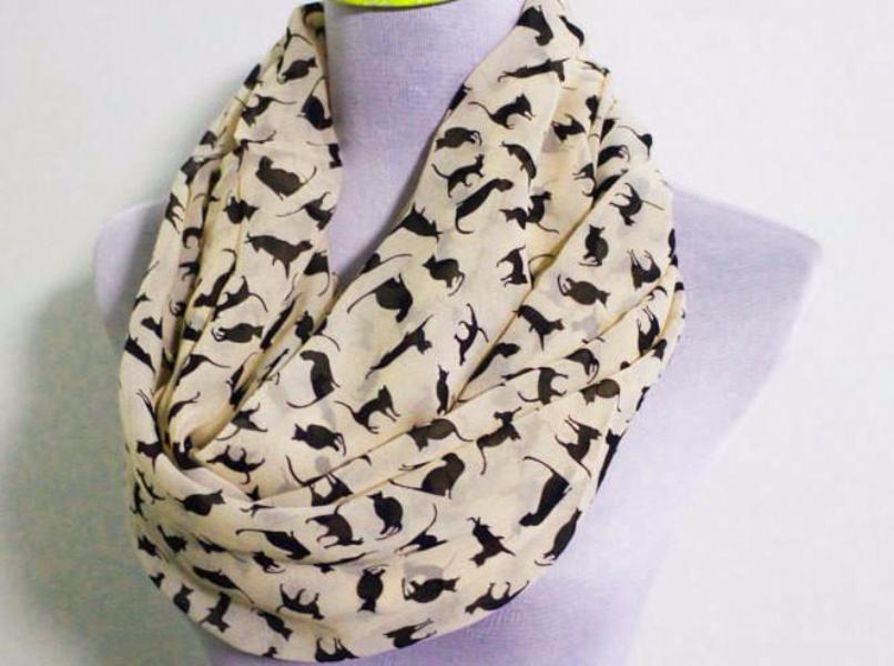 Beige Chiffon Cat Infinity Scarf - Bean Concept - Etsy