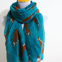 Teal Green Fox Infinity Scarf - Bean Concept - Etsy