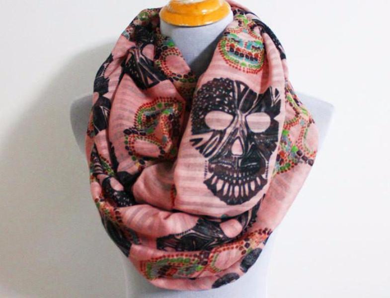 Pink Skull Infinity Scarf - Bean Concept - Etsy