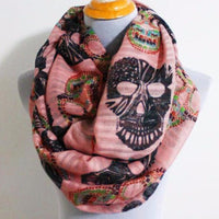 Pink Skull Infinity Scarf - Bean Concept - Etsy