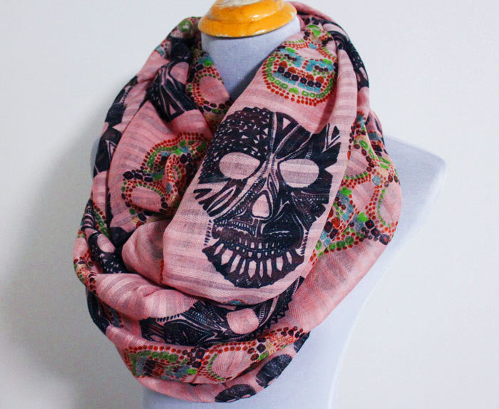 Pink Skull Infinity Scarf - Bean Concept - Etsy