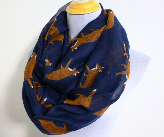 Navy Blue Fox Scarf - Bean Concept - Etsy