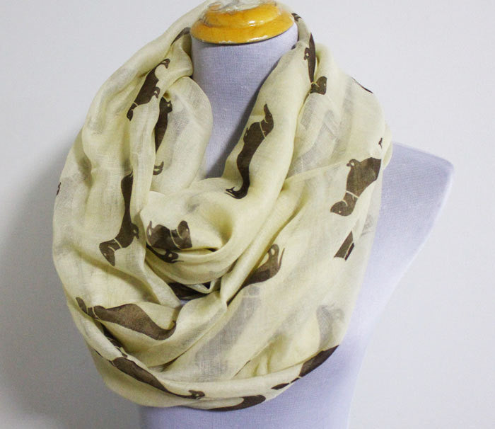 Beige Dachshunds Infinity Scarf - Bean Concept - Etsy