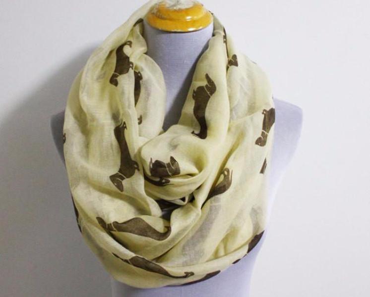 Beige Dachshunds Infinity Scarf - Bean Concept - Etsy
