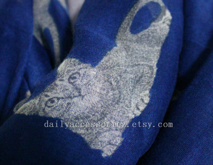 Navy Blue Cat Infinity Scarf - Bean Concept - Etsy