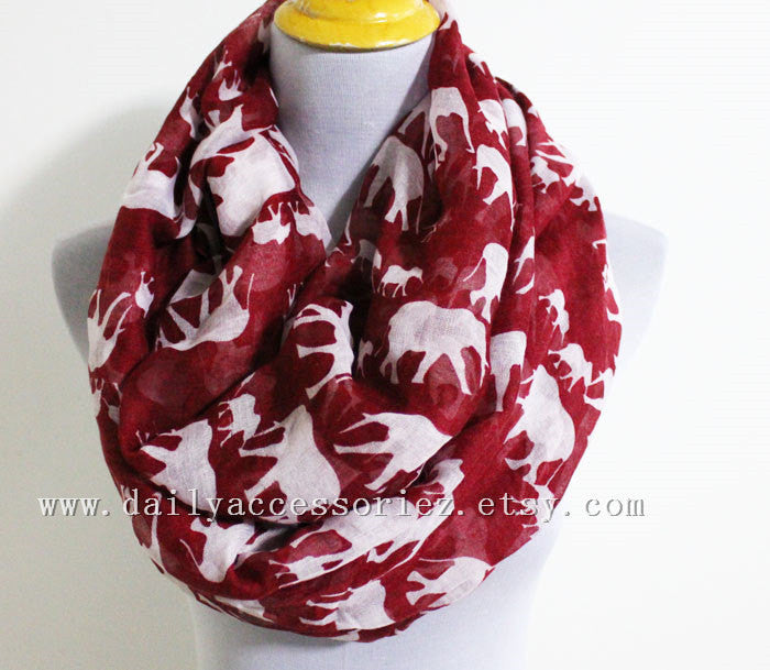 Red Elephant Infinity Scarf - Bean Concept - Etsy