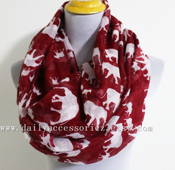 Red Elephant Infinity Scarf - Bean Concept - Etsy