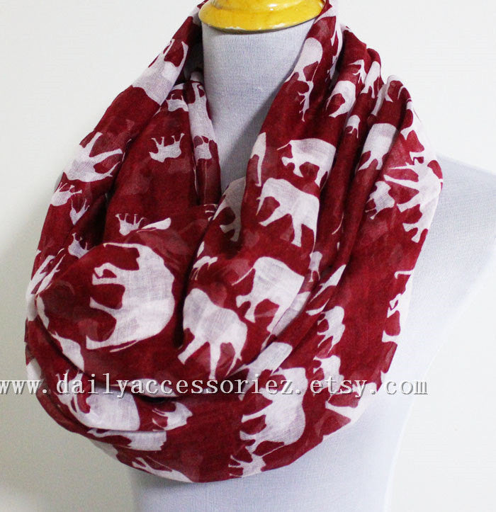 Red Elephant Infinity Scarf - Bean Concept - Etsy