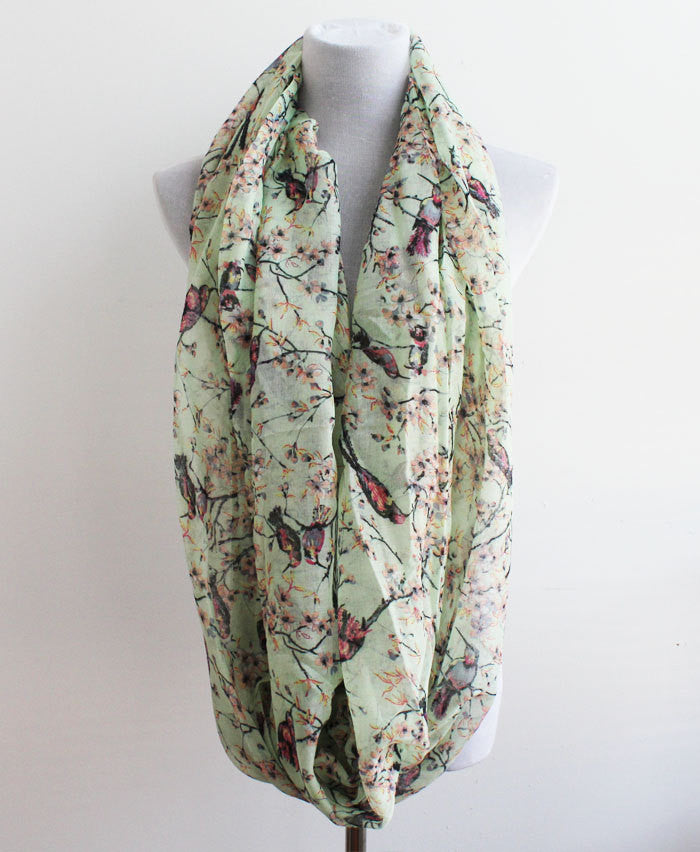 Mint Bird Infinity Scarf - Bean Concept - Etsy