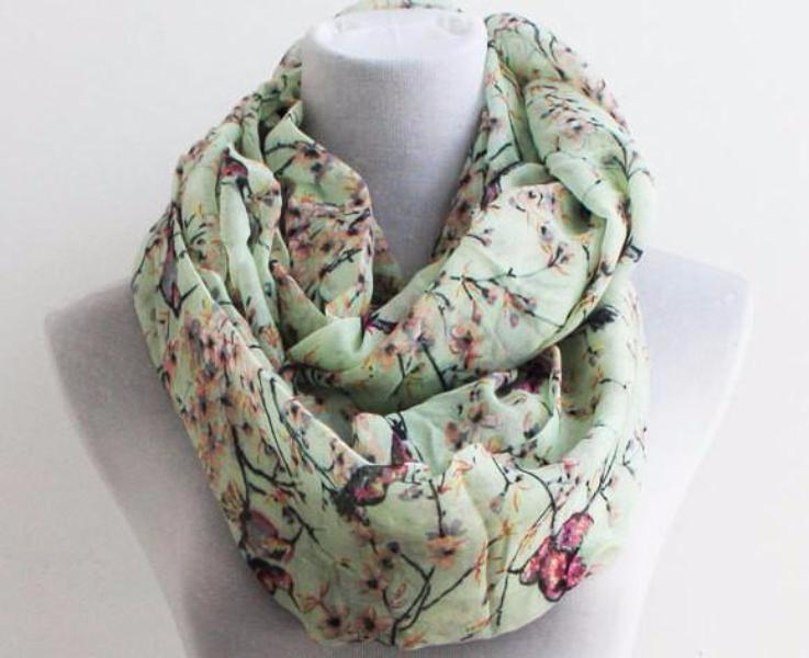 Mint Bird Infinity Scarf - Bean Concept - Etsy