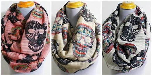 Skull Multicolor Skull Infinity Scarf - Bean Concept - Etsy