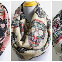 Skull Multicolor Skull Infinity Scarf - Bean Concept - Etsy