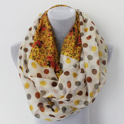 Yellow Polka Dot Infinity Scarf - Bean Concept - Etsy