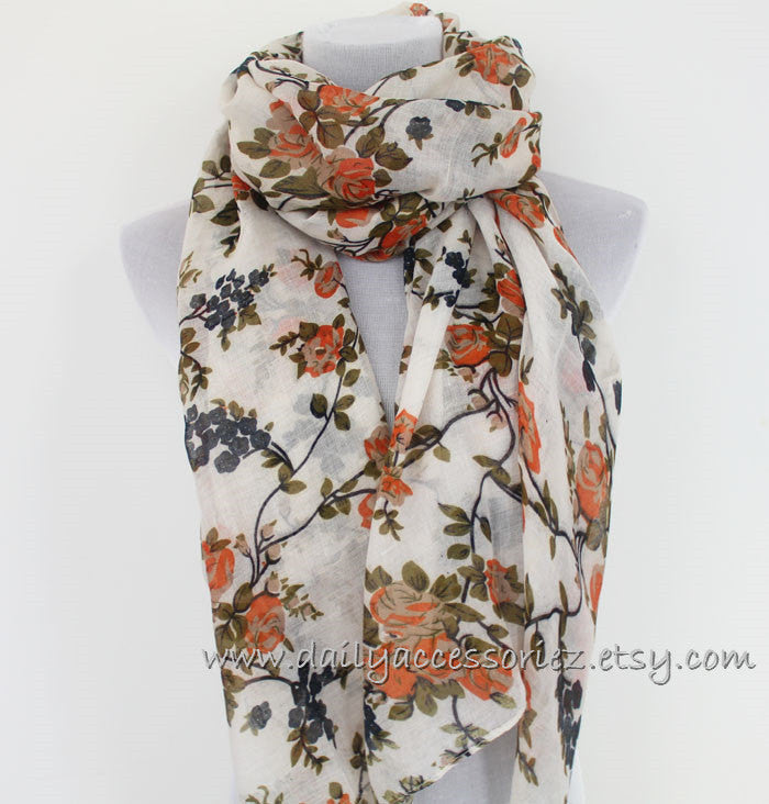 Brown Rose Scarf - Bean Concept - Etsy