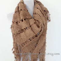 Square Knit Soft Tassled Knit Scarf - Bean Concept - Etsy