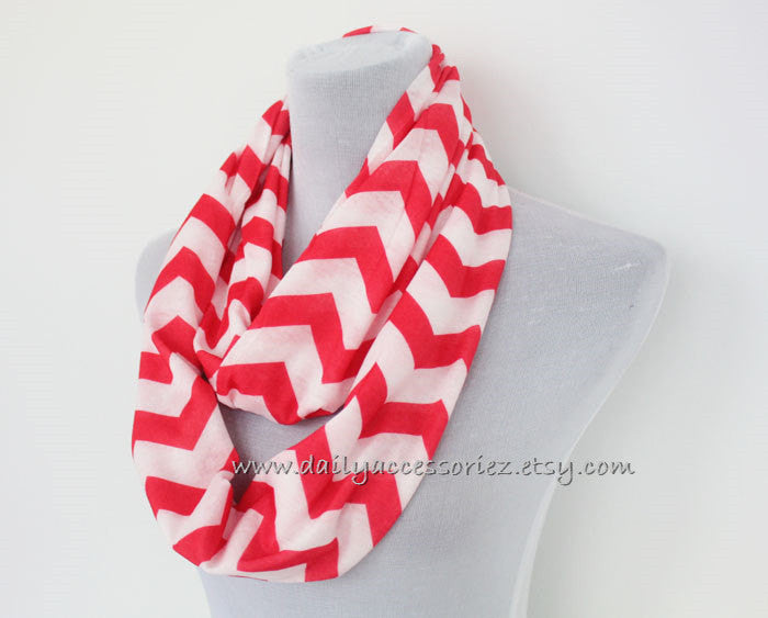 Pink Jersey Chevron Infinity Scarf - Bean Concept - Etsy