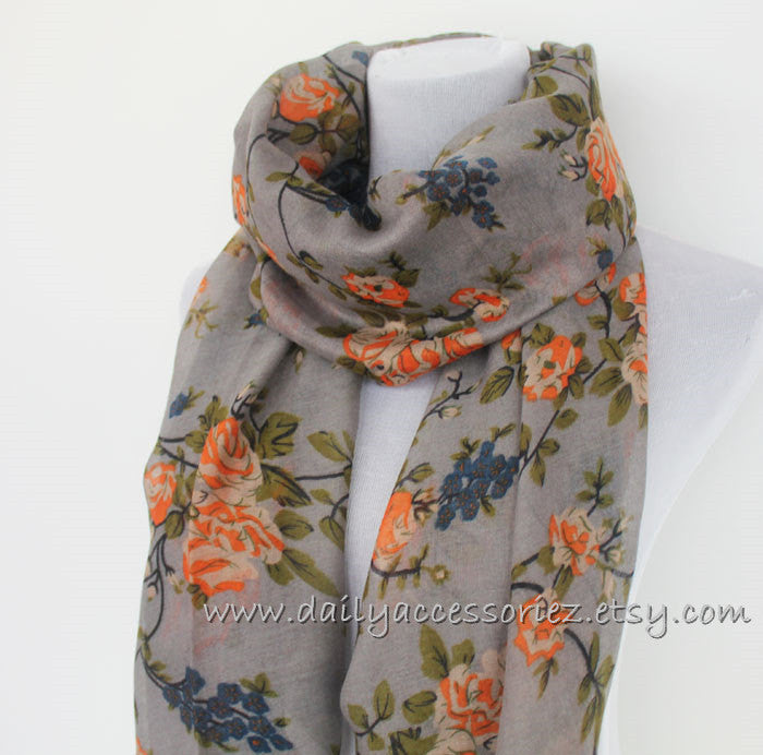 Brown Rose Scarf - Bean Concept - Etsy