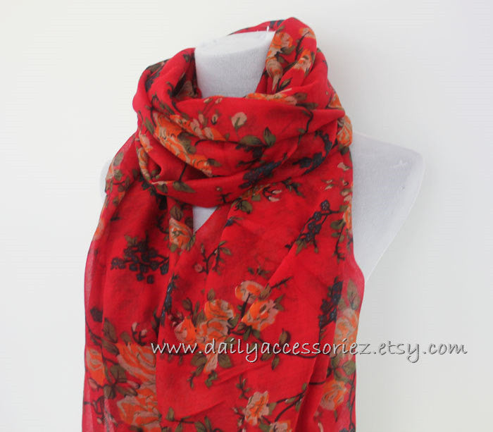 Brown Rose Scarf - Bean Concept - Etsy