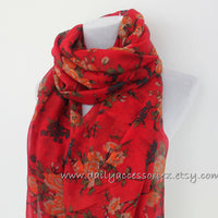 Brown Rose Scarf - Bean Concept - Etsy