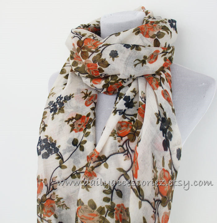 Brown Rose Scarf - Bean Concept - Etsy