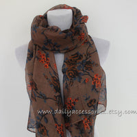 Brown Rose Scarf - Bean Concept - Etsy