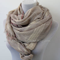 Large Brown Plaid Scarf with Fringes - Bean Concept - Etsy