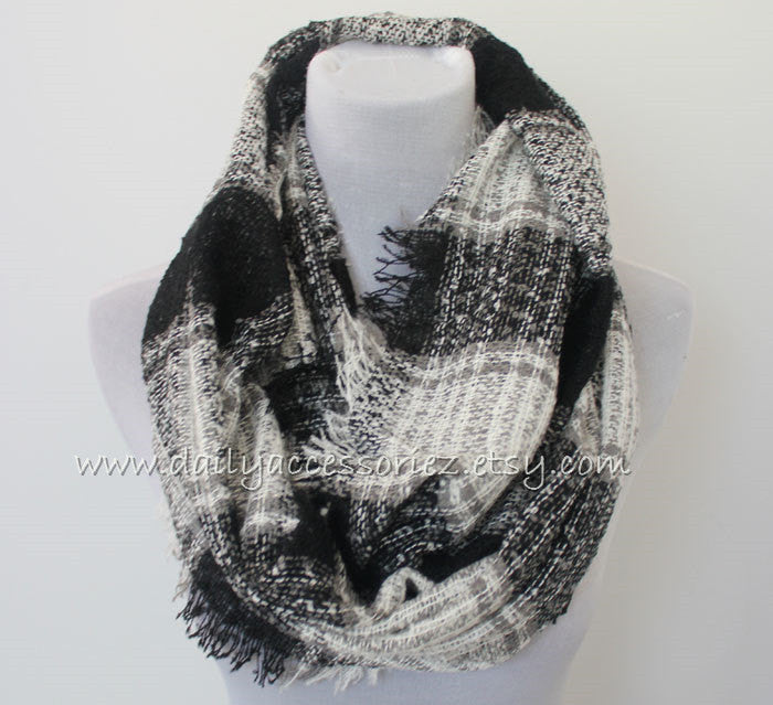 Plaid Blanket Infinity Scarf - Bean Concept - Etsy